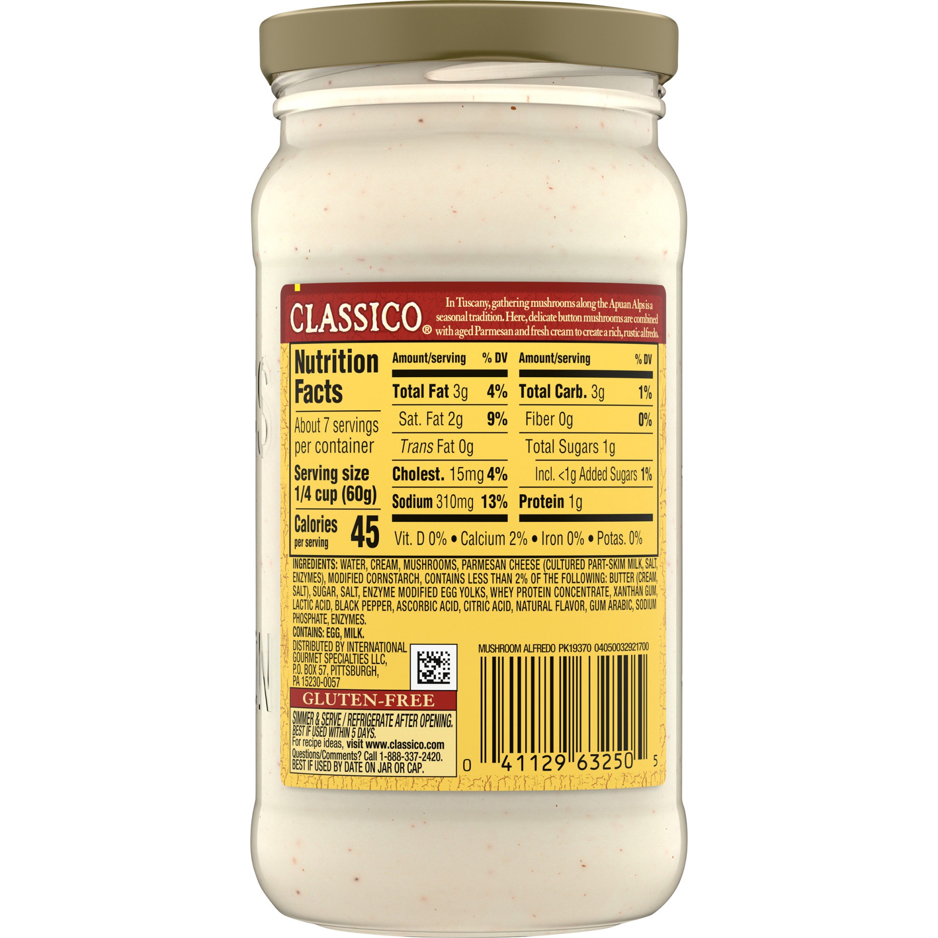slide 6 of 6, Classico Mushroom Alfredo Pasta Sauce, 15 oz Jar, 15 oz