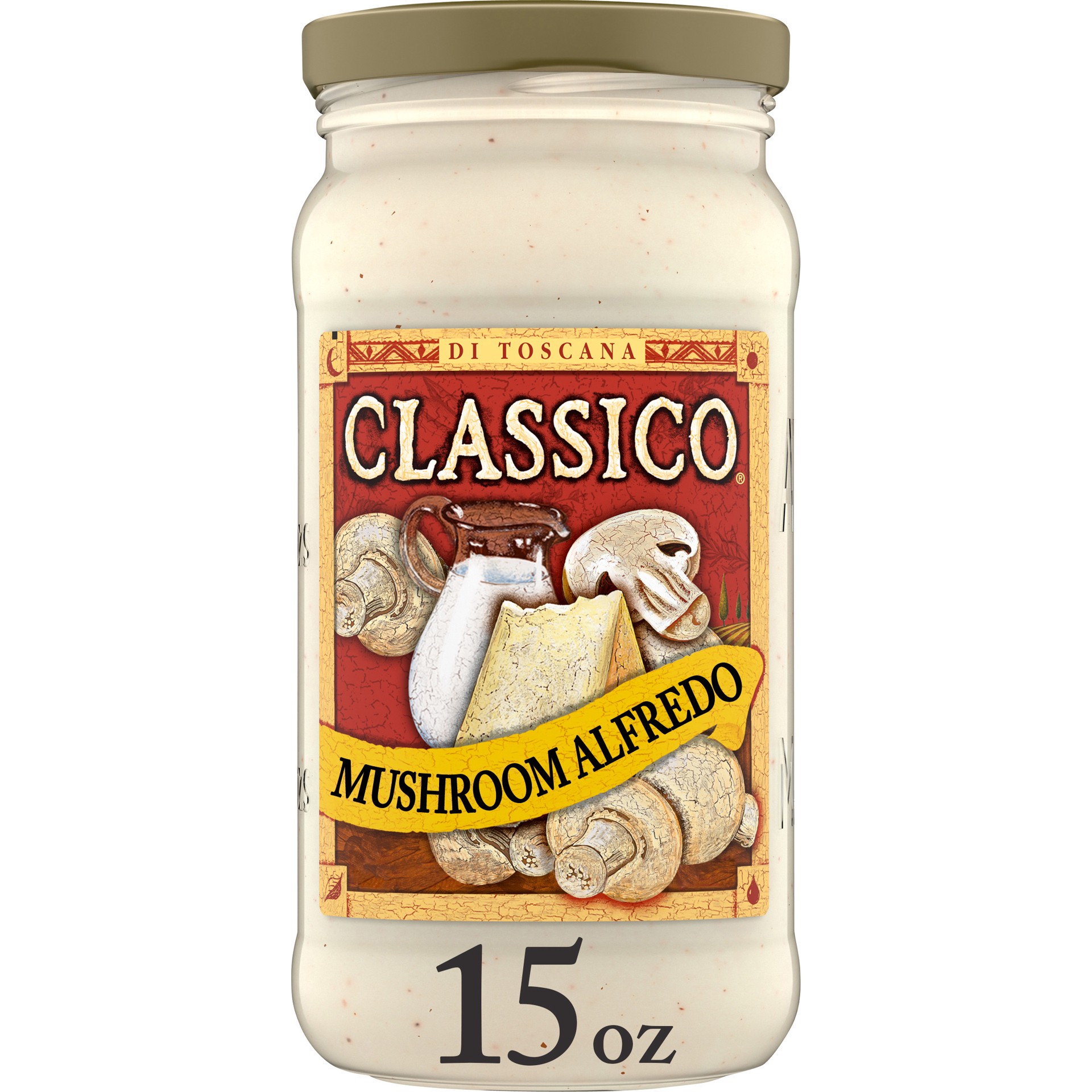 slide 1 of 6, Classico Mushroom Alfredo Pasta Sauce, 15 oz Jar, 15 oz