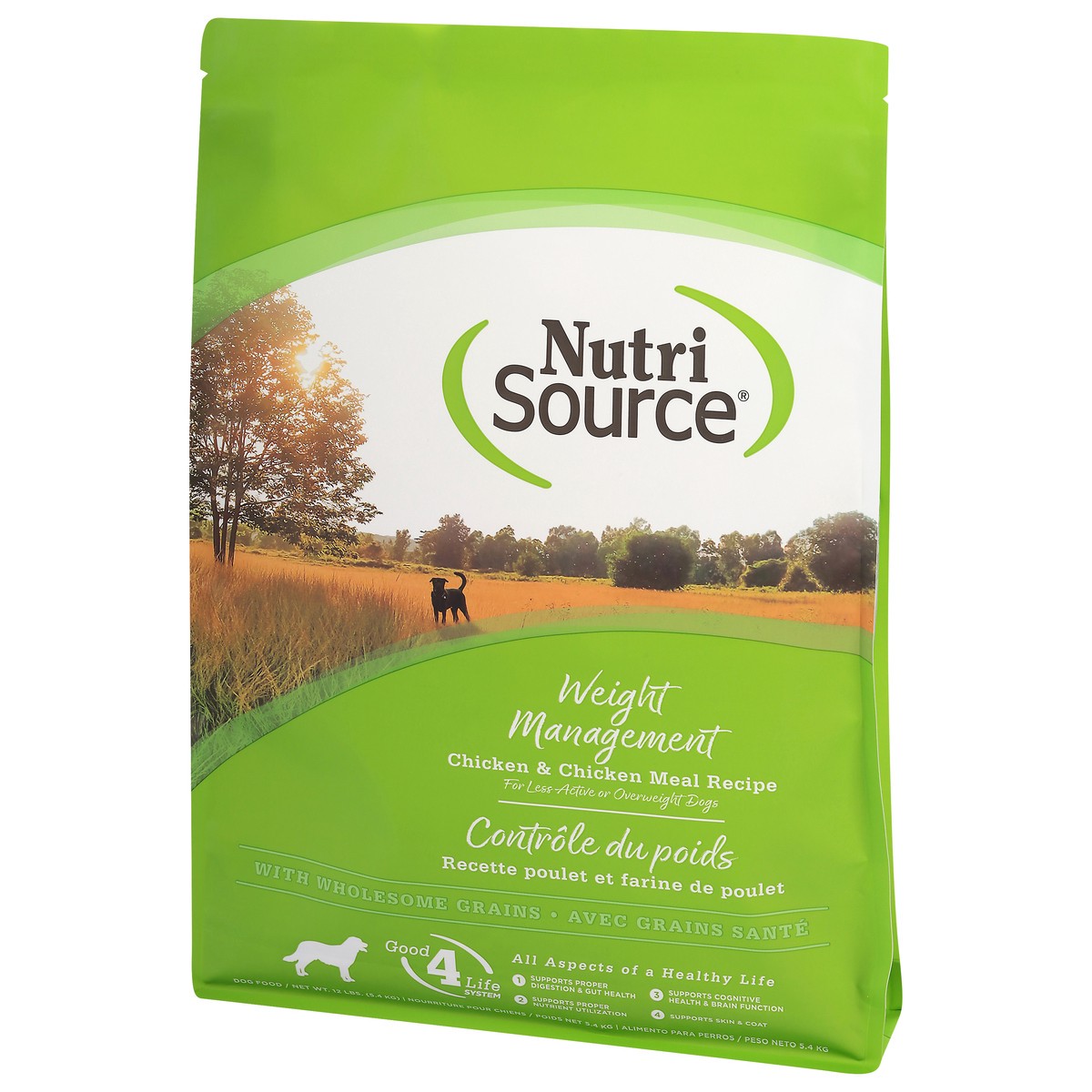 slide 9 of 15, NutriSource with Wholesome Grains Weight Management Chicken & Chicken Meal Recipe Dog Food 12 lb, 12 lb