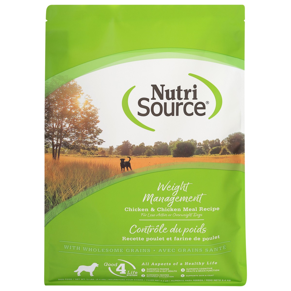 slide 3 of 15, NutriSource with Wholesome Grains Weight Management Chicken & Chicken Meal Recipe Dog Food 12 lb, 12 lb