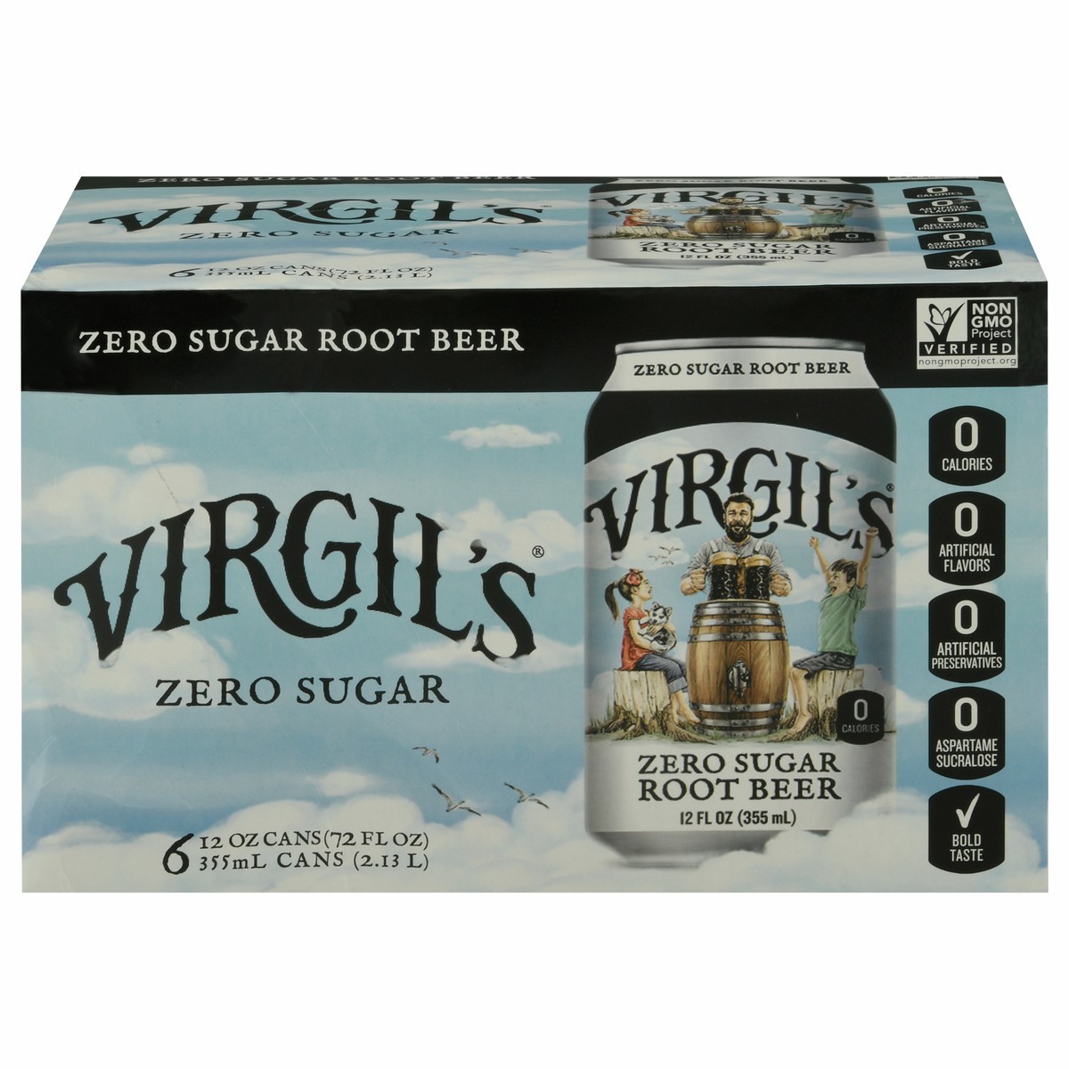 slide 1 of 9, Virgil's 6 Pack Zero Sugar Root Beer 6 ea, 6 ct