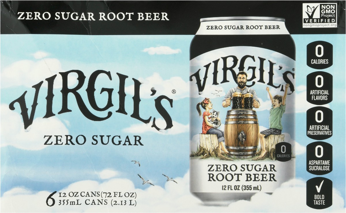 slide 6 of 9, Virgil's 6 Pack Zero Sugar Root Beer 6 ea, 6 ct