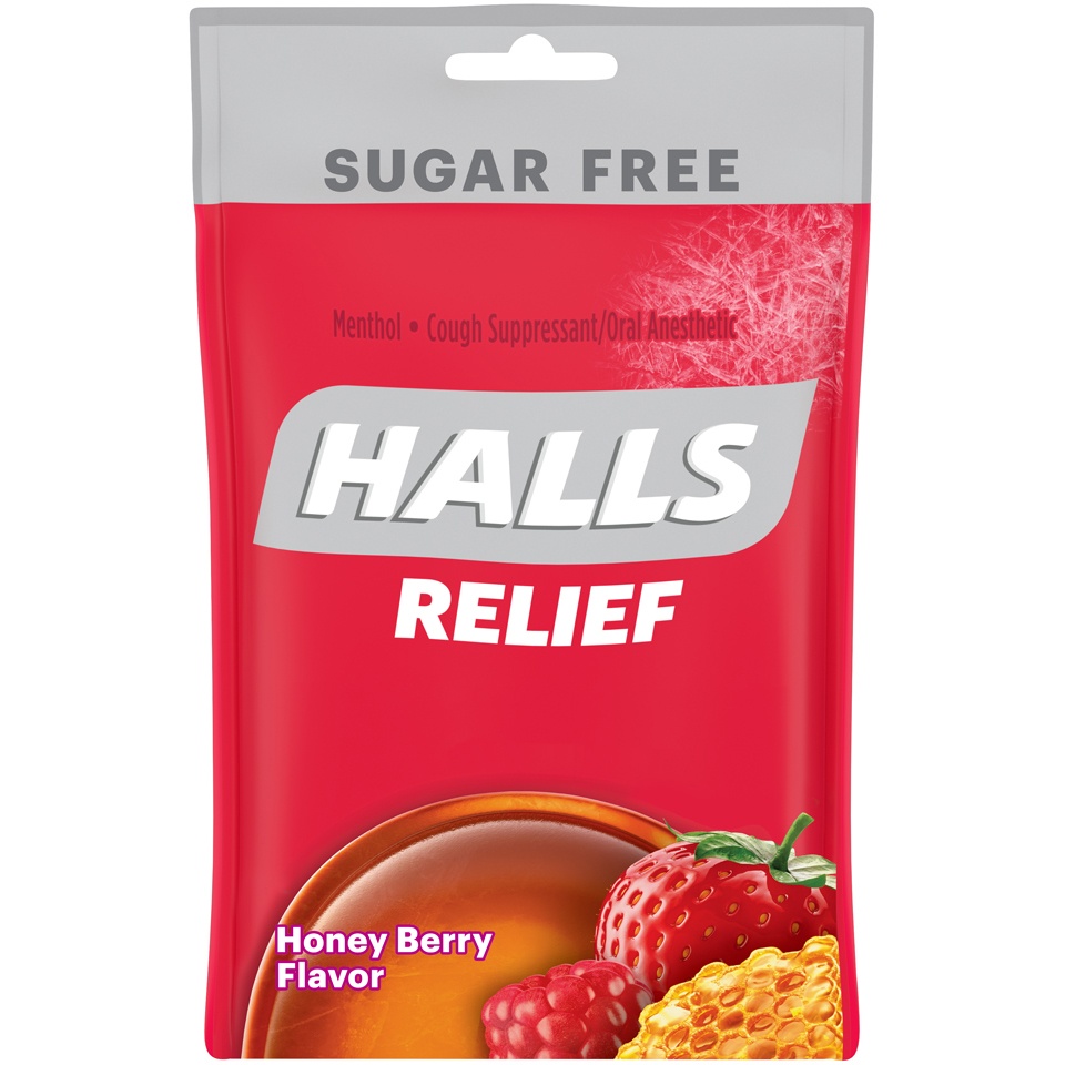 slide 2 of 7, Halls Sugar Free Honey Berry Menthol Cough Drops, 25 ct
