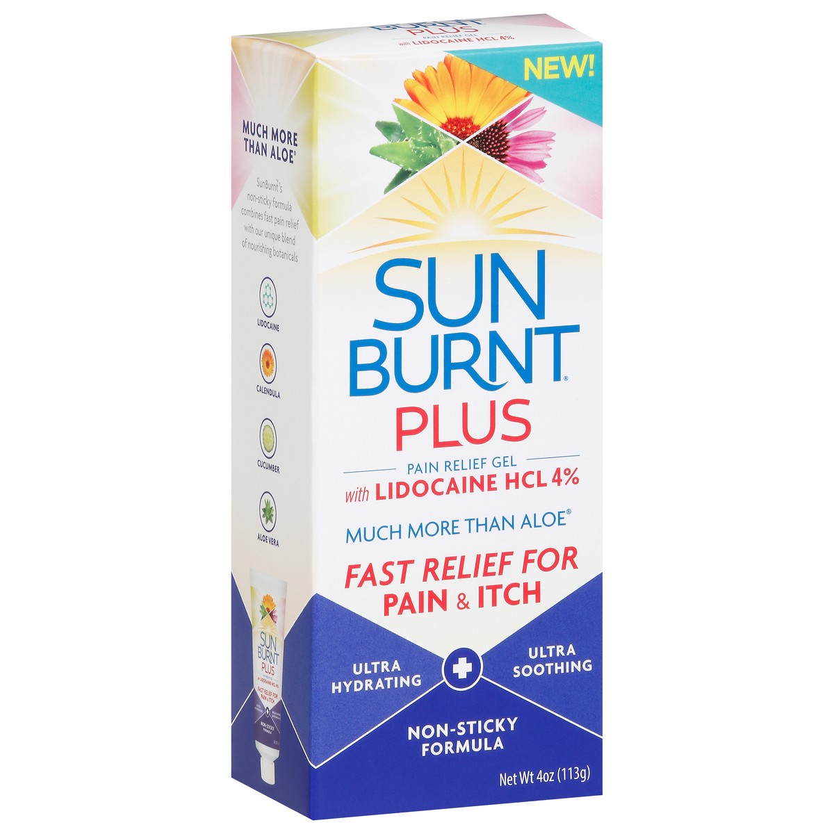 slide 5 of 9, SunBurnt Plus Pain Relief Gel with Lidocaine HCL 4% 4 oz, 4 oz