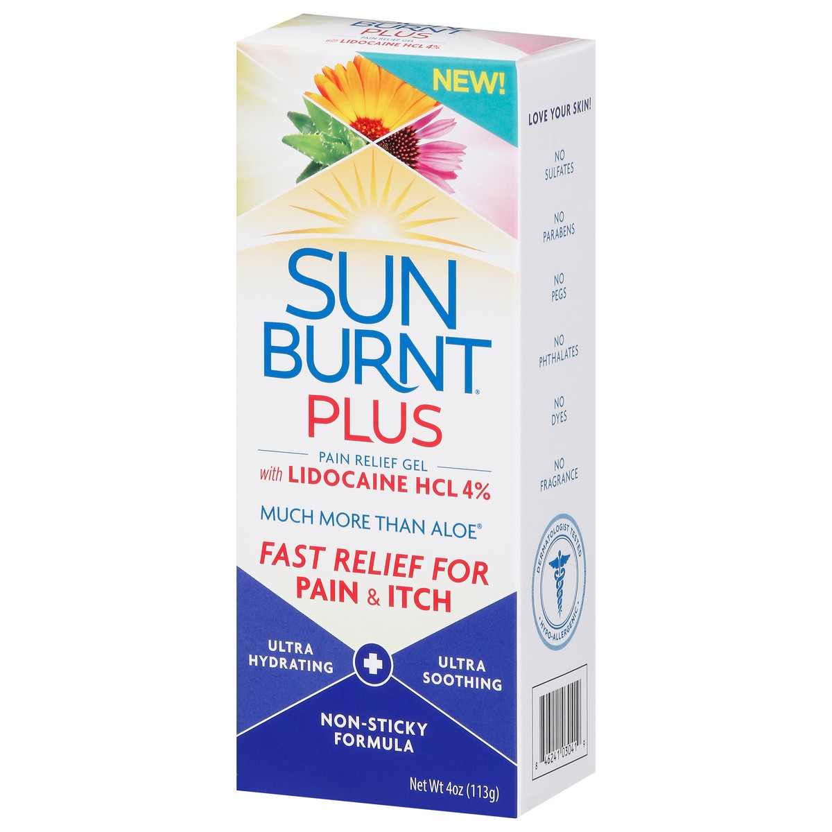 slide 3 of 9, SunBurnt Plus Pain Relief Gel with Lidocaine HCL 4% 4 oz, 4 oz