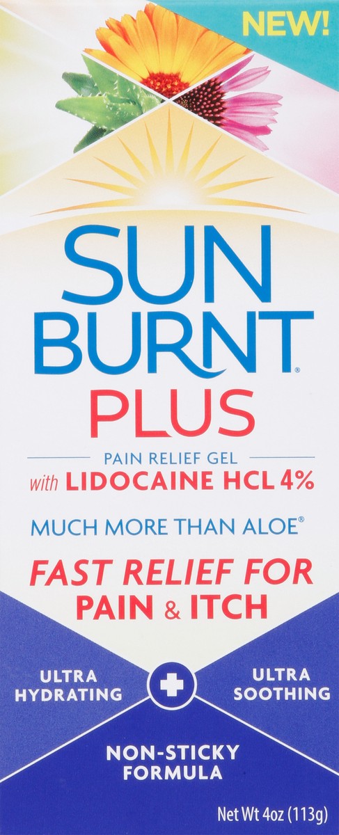 slide 9 of 9, SunBurnt Plus Pain Relief Gel with Lidocaine HCL 4% 4 oz, 4 oz