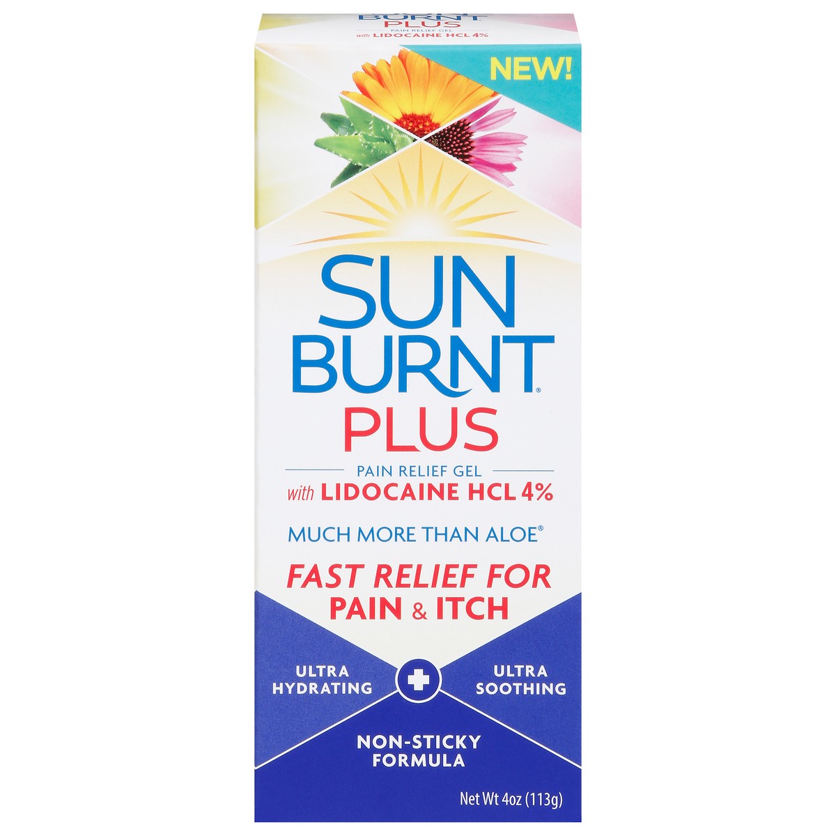 slide 1 of 9, SunBurnt Plus Pain Relief Gel with Lidocaine HCL 4% 4 oz, 4 oz