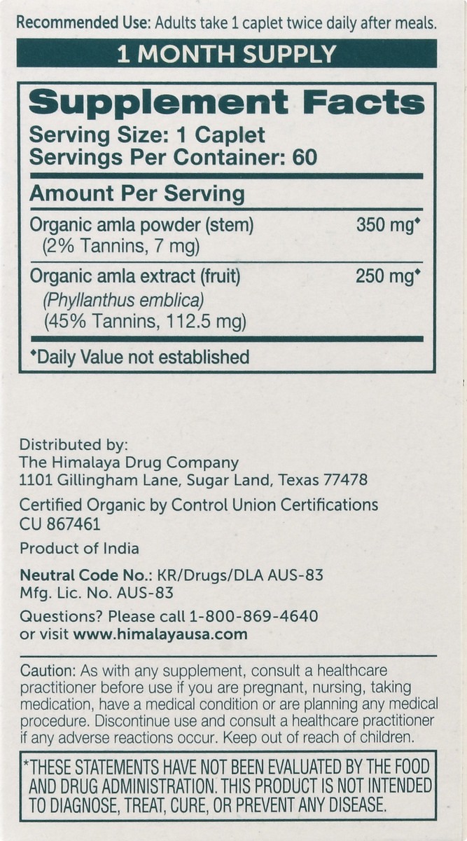 slide 5 of 12, Himalaya Organic Caplets Amla 60 ea, 60 ct