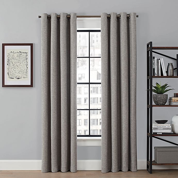slide 1 of 6, Brookstone Saville Grommet 100% Blackout Window Curtain Panel - Grey, 84 in