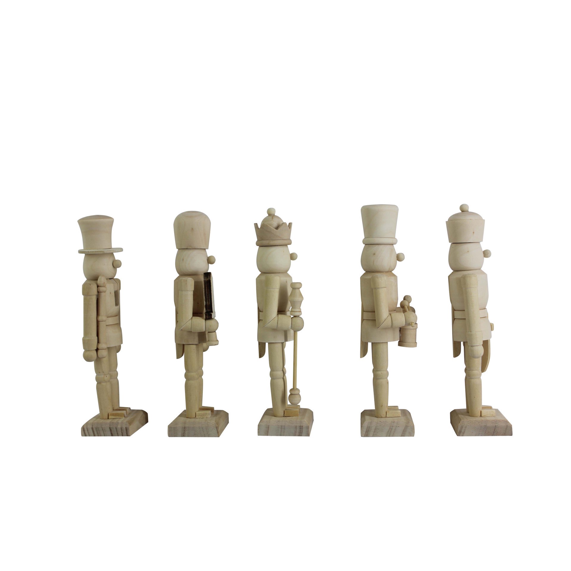 slide 3 of 5, 6" Classic 5 Piece Diy Pinewood Nutcracker Set By Make Market, 5 ct