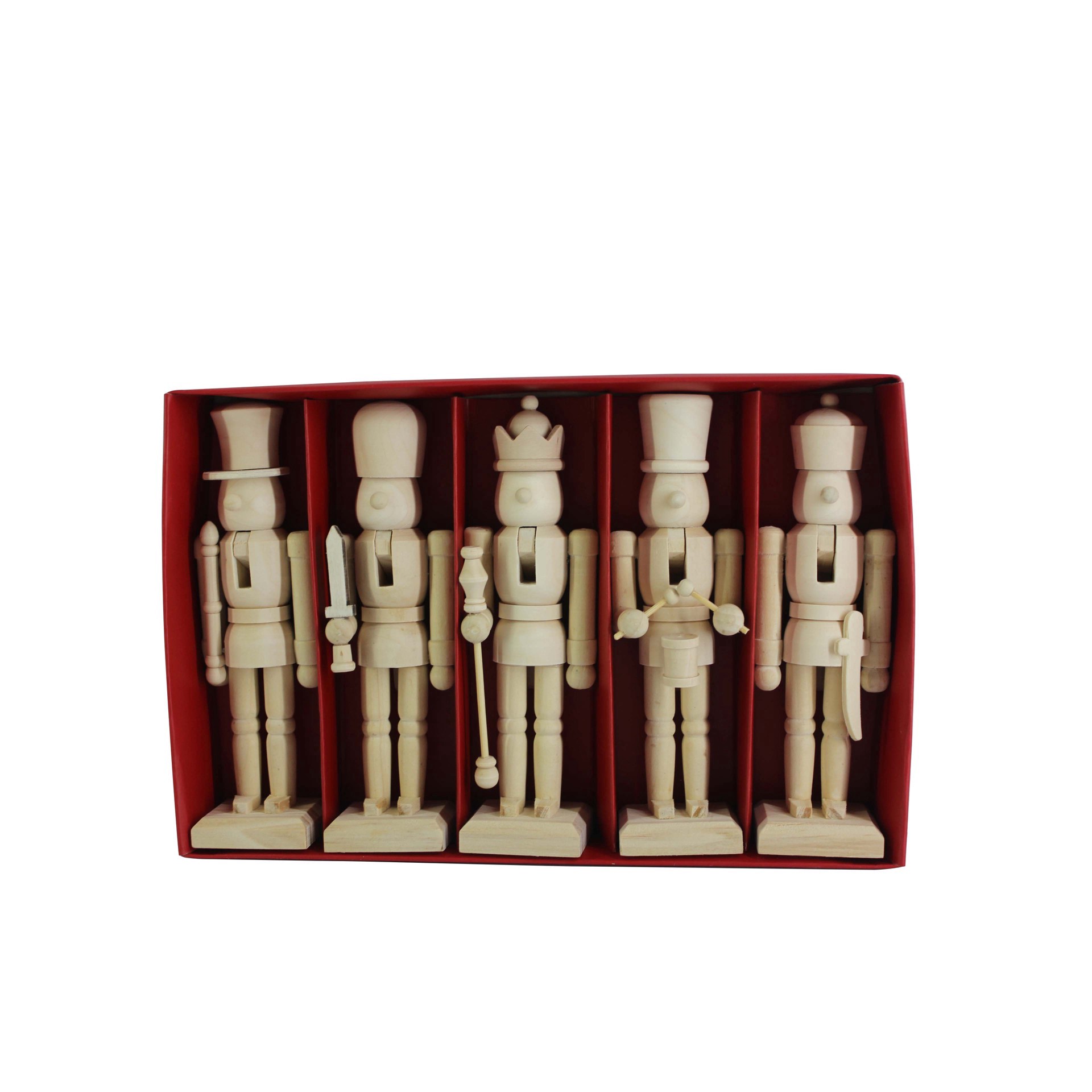 slide 5 of 5, 6" Classic 5 Piece Diy Pinewood Nutcracker Set By Make Market, 5 ct