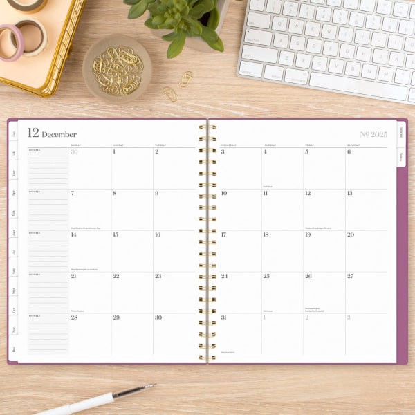 slide 2 of 9, 2025 Cambridge Workstyle Balance Weekly/Monthly Planner, 8-1/2"" X 11"", Red Violet, January To December, 1 ct