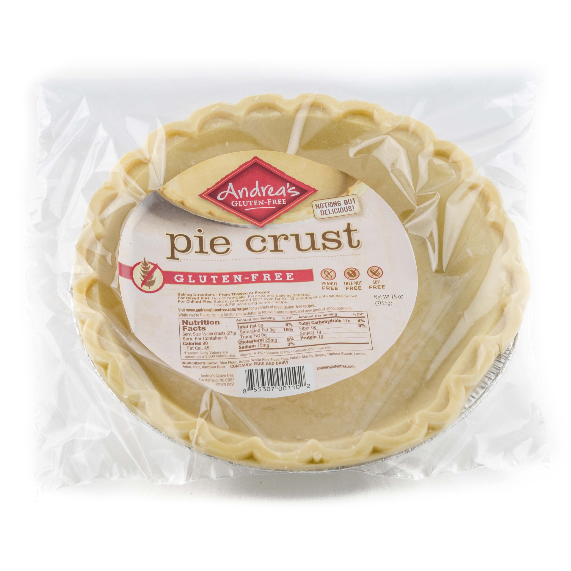 slide 1 of 1, Andrea's Gluten Free Pie Crust, 7.5 oz