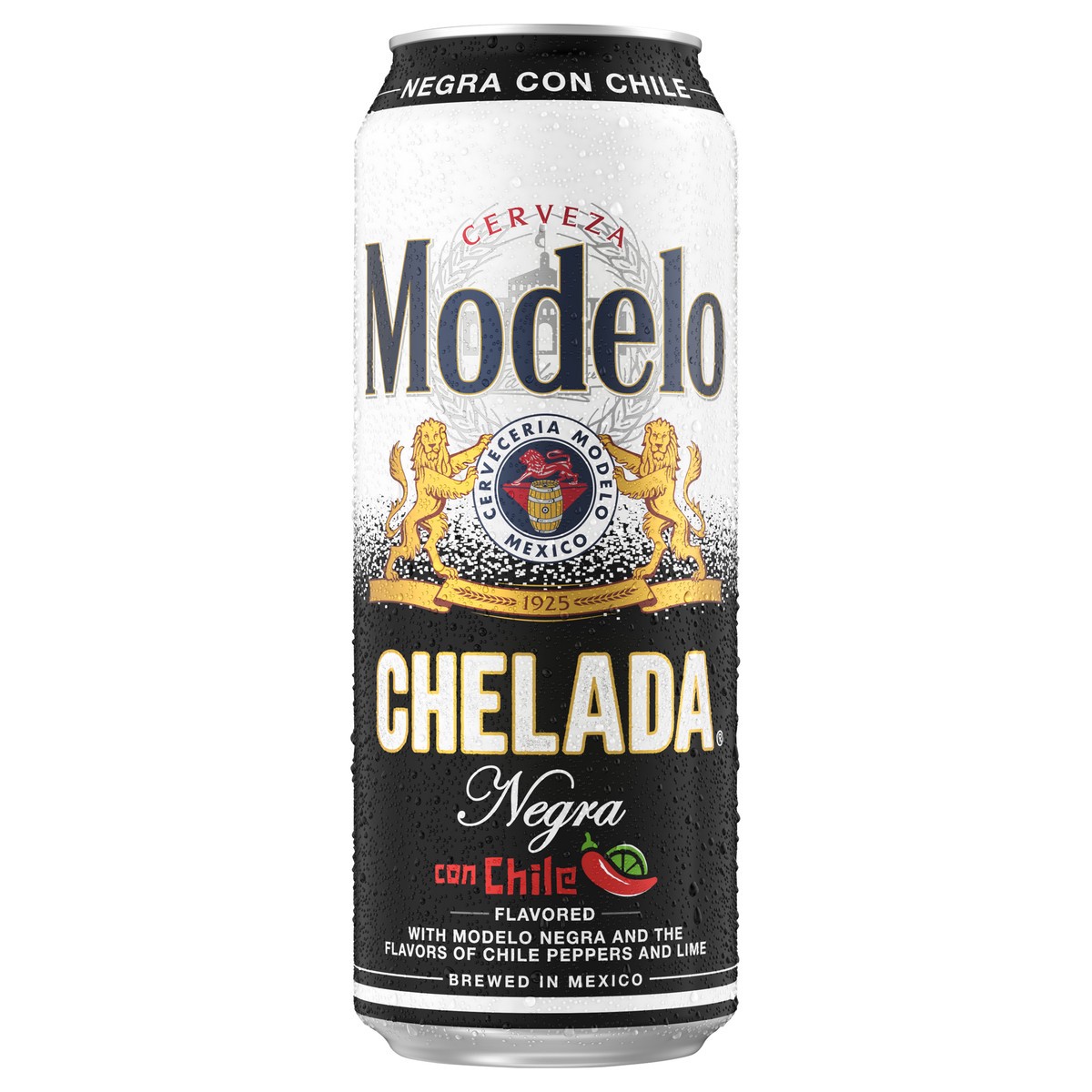 slide 1 of 7, Modelo Chelada Negra Con Chile Mexican Import Flavored Beer, 24 fl. oz. Single Beer Can, 3.5% ABV, 24 oz