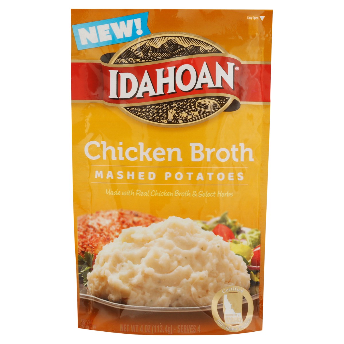 slide 1 of 9, Idahoan Chicken Broth Mashed Potatoes 4 oz, 4 oz