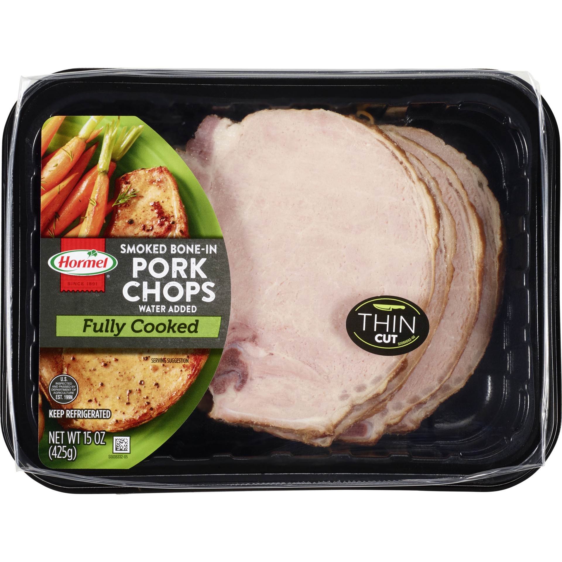 slide 1 of 1, Hormel Bone In Smoked Pork Chop Sliced Thin, 15 oz