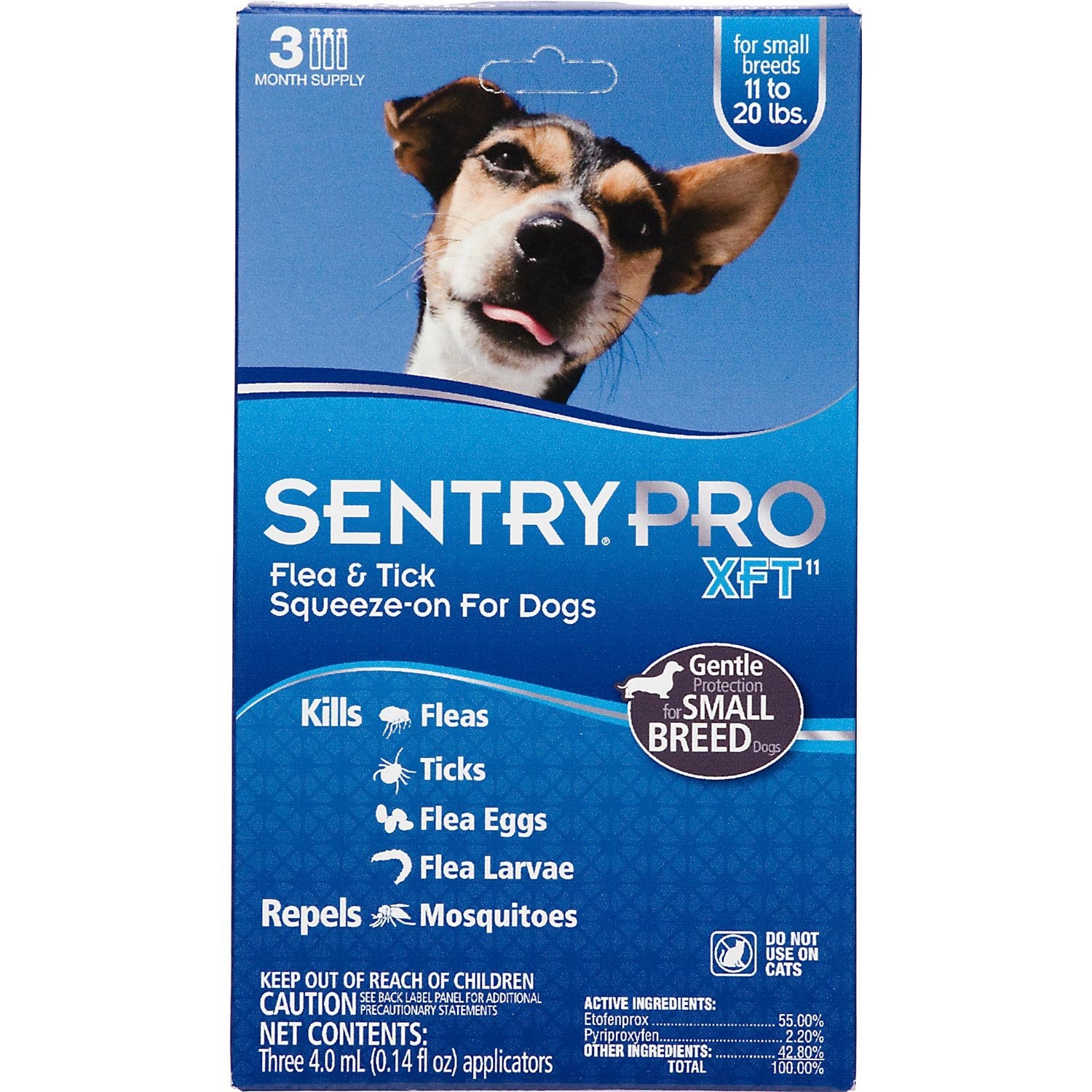 slide 1 of 1, Sentry Pro XFT Squeeze-On Dogs 11 To 20 Lbs. Flea & Tick Treatment, 3 ct