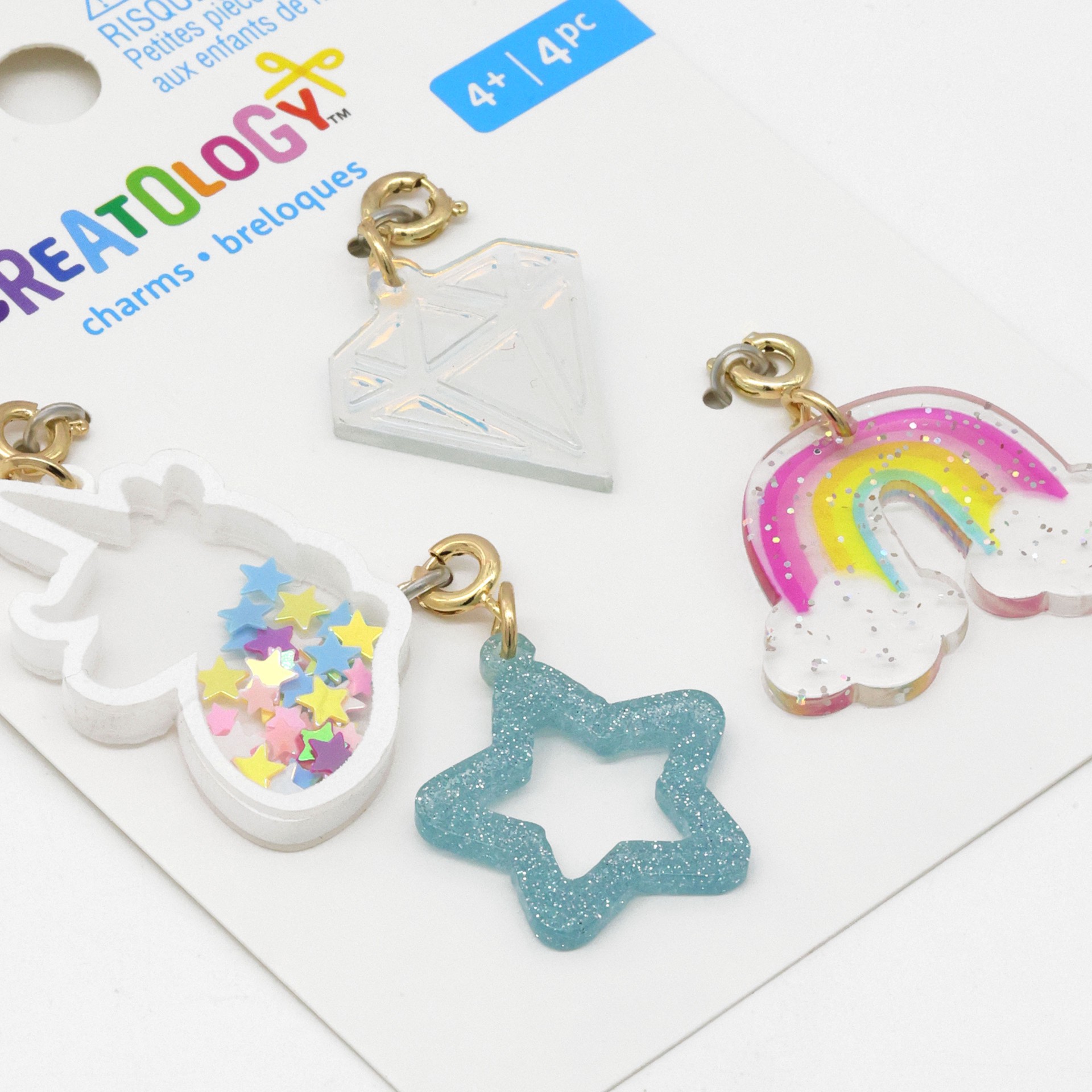 slide 3 of 3, Unicorn, Rainbow, Diamond & Star Charms By Creatology, 0.87 in