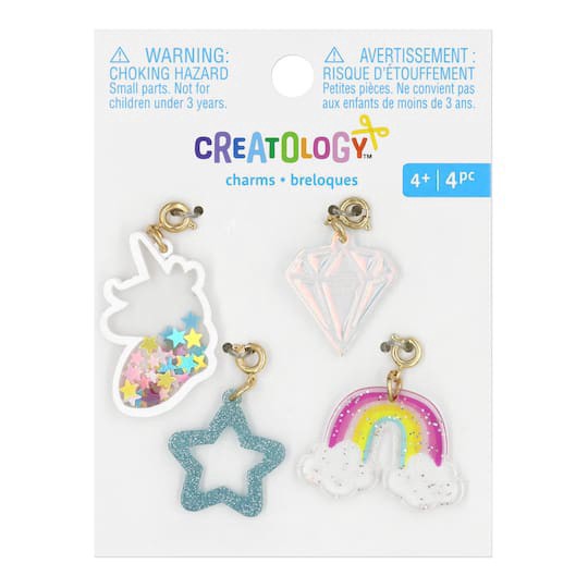 slide 1 of 3, Unicorn, Rainbow, Diamond & Star Charms By Creatology, 0.87 in