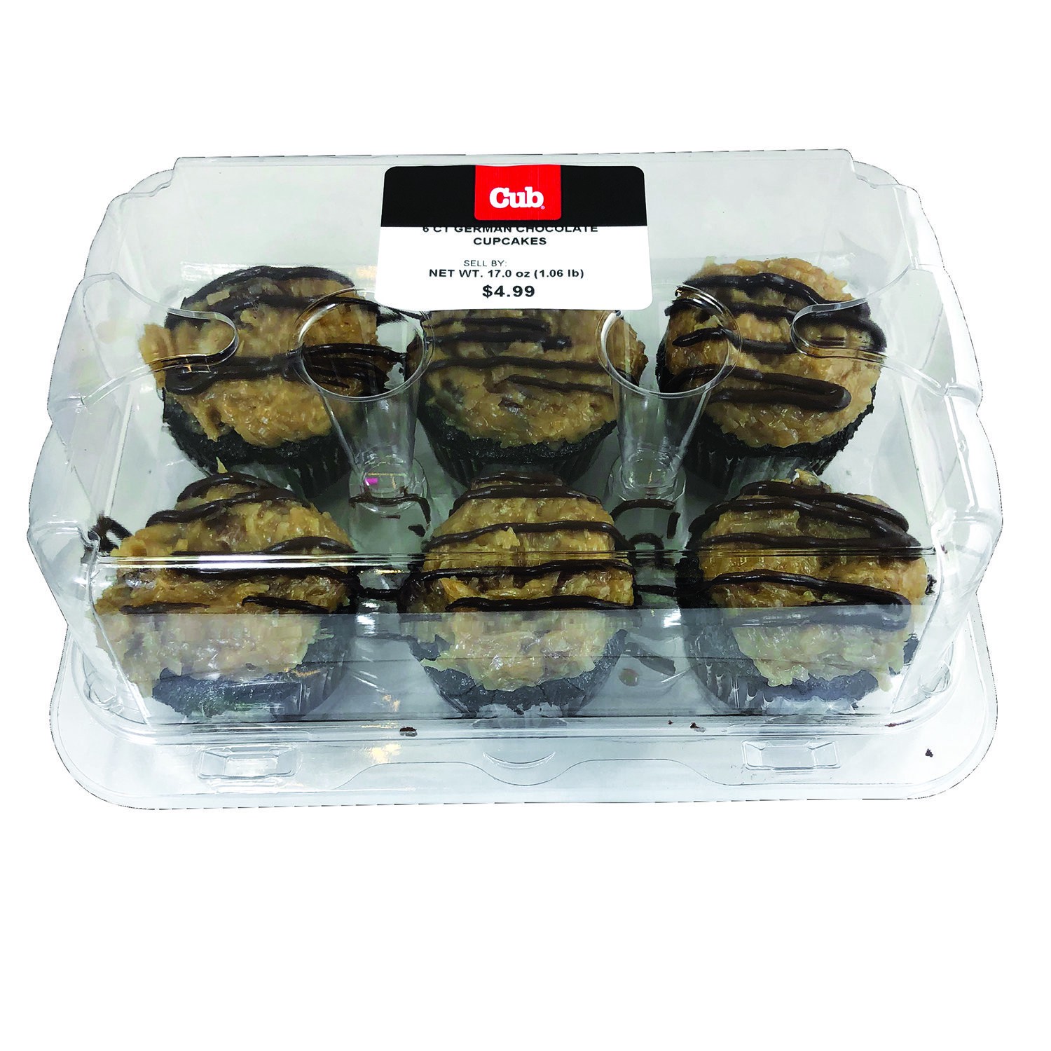 slide 1 of 1, Cub Bakery 6 Ct German Chocolate Cupcakes, 1 Each, 1 ct