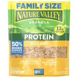 Nature Valley Protein Granola, Oats and Honey Granola, Resealable Snack Pouch, Family Size, 17 oz