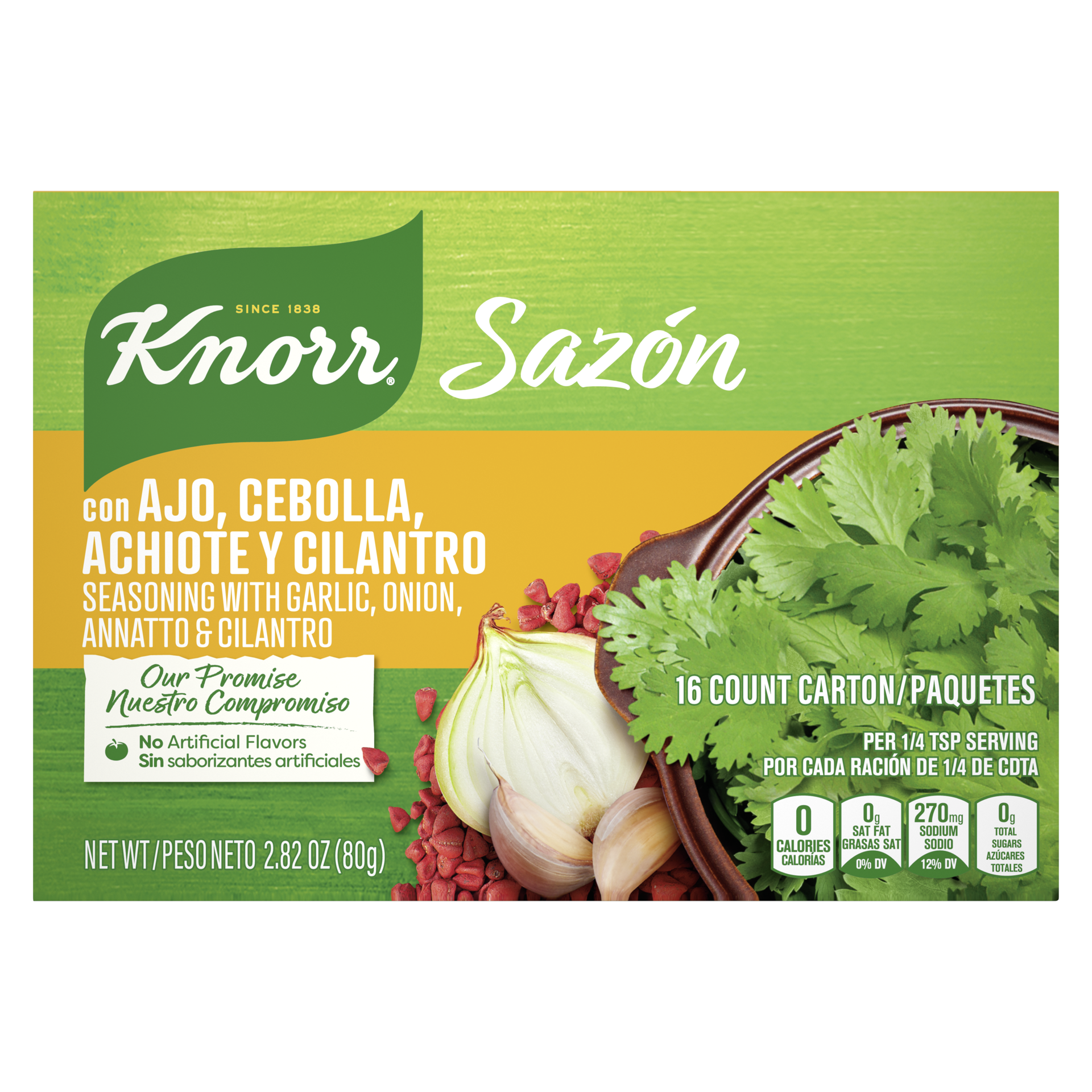 slide 3 of 4, Knorr Sazón Flavorful Seasoning Garlic, Onion, Annatto & Cilantro, 2.8 oz, 16 Count , 2.8 oz