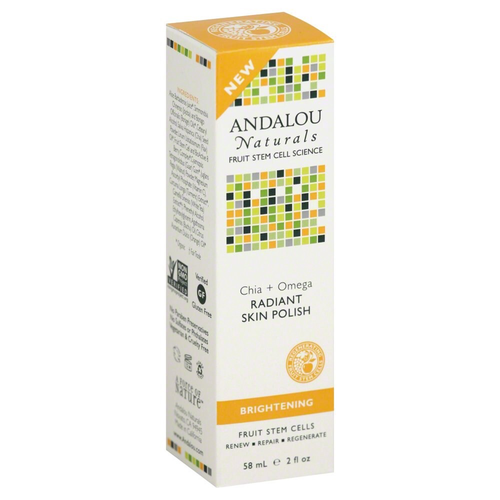 slide 1 of 5, Andalou Naturals Fruit Stem Cell Science Brightening Chia + Omega Radiant Skin Polish, 2 fl oz