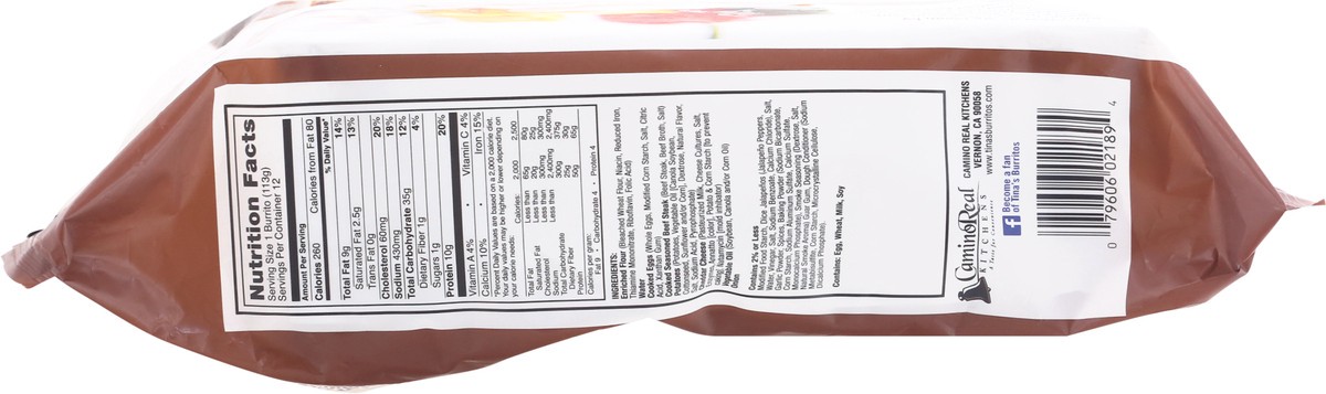 slide 10 of 12, Tina's Cantina 12 Pack Handcrafted Egg, Steak, Potato & Cheddar Cheese Breakfast Burrito 12 ea, 12 ct