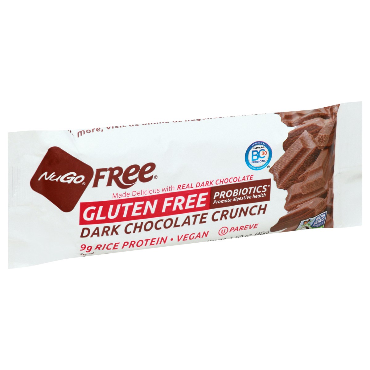 slide 7 of 14, NuGo Free Gluten Free Dark Chocolate Crunch Protein Bar 1.59 oz, 1.59 oz