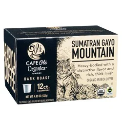 H-E-B Cafe Ole Organics Sumatra Straight Dark Roast Single Serve Coffee Cups - 12 ct