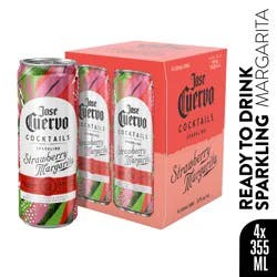 Jose Cuervo Sparkling Strawberry Margarita Ready to Drink Cocktail, 4 Pack 355 ml