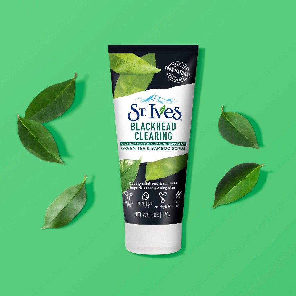 slide 17 of 19, St. Ives Blackhead Clearing Face Scrub Green Tea & Bamboo, 6 oz, 6 oz