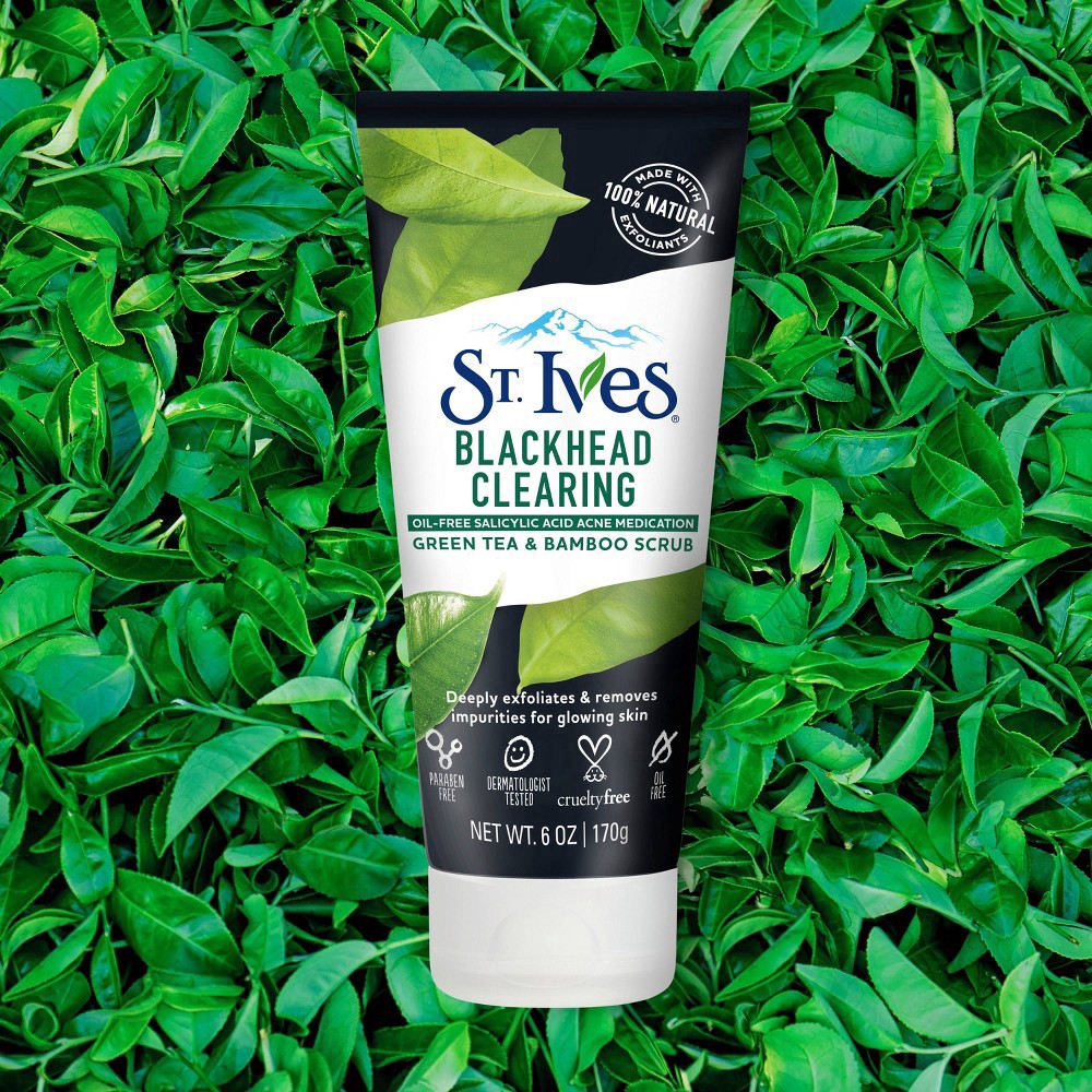 slide 9 of 19, St. Ives Blackhead Clearing Face Scrub Green Tea & Bamboo, 6 oz, 6 oz