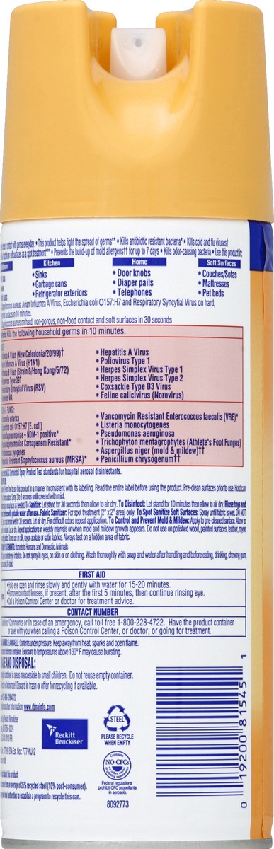 slide 3 of 5, Lysol Citrus Disinfectant Spray, 12.5 oz