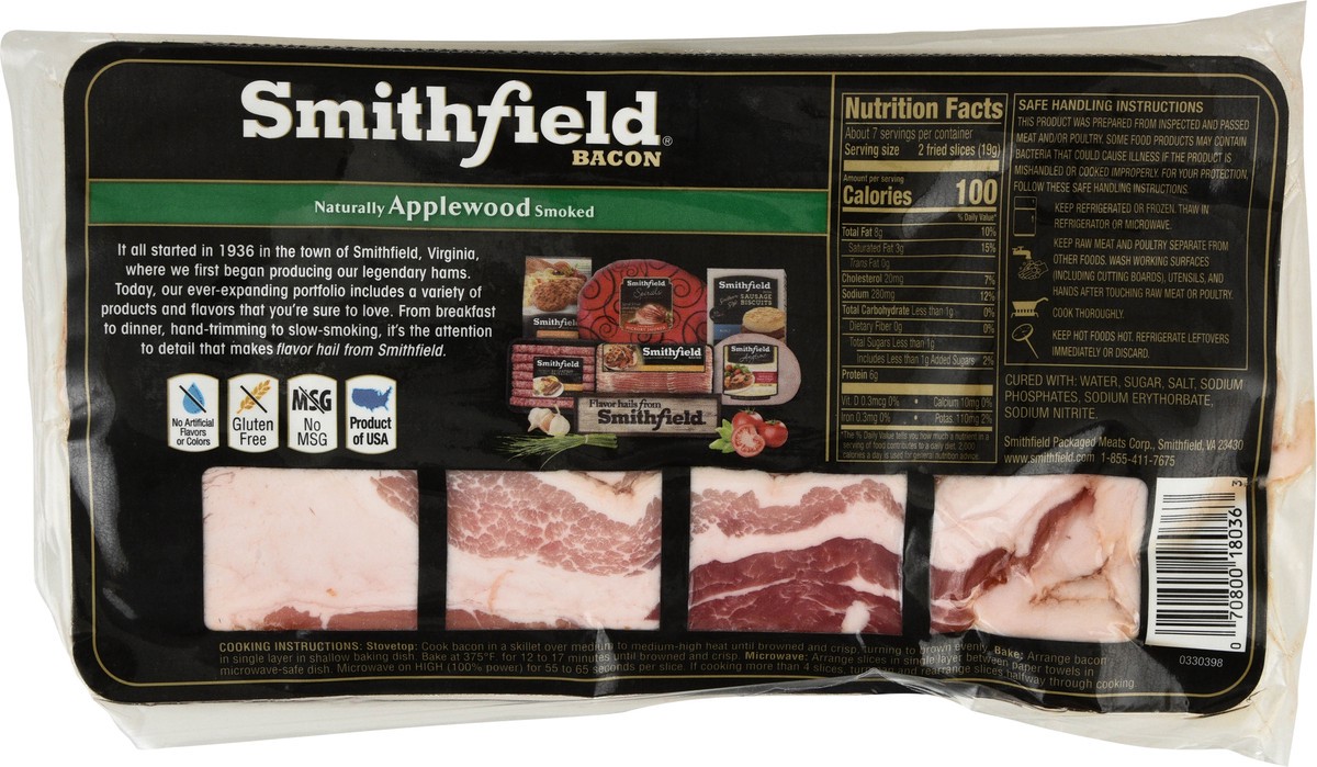 slide 13 of 14, Smithfield Naturally Applewood Smoked Bacon, 16 oz, 16 oz