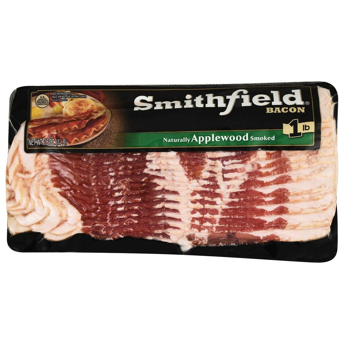 slide 11 of 14, Smithfield Naturally Applewood Smoked Bacon, 16 oz, 16 oz