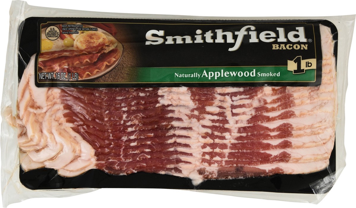 slide 10 of 14, Smithfield Naturally Applewood Smoked Bacon, 16 oz, 16 oz