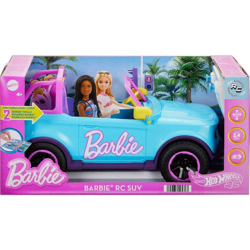 slide 5 of 5, Barbie Hot Wheels RC SUV & Stickers, Battery-Powered Toy Truck, Fits 2 Barbie Dolls, 1 ct