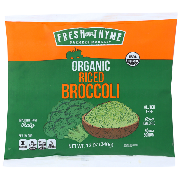 slide 1 of 1, Fresh Thyme Farmers Market Organic Riced Broccoli, 12 oz