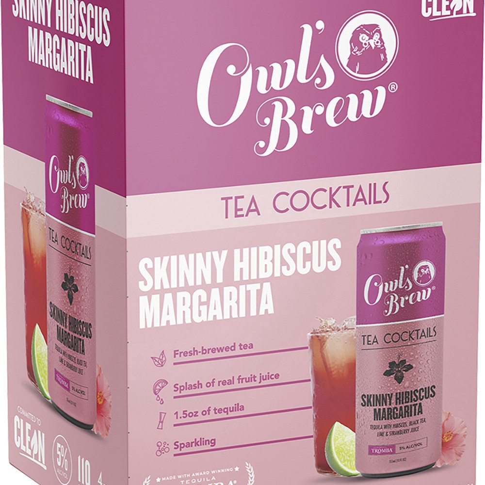 slide 1 of 1, Owl's Brew Skinny Hibiscus Margari, 4 ct; 12 oz