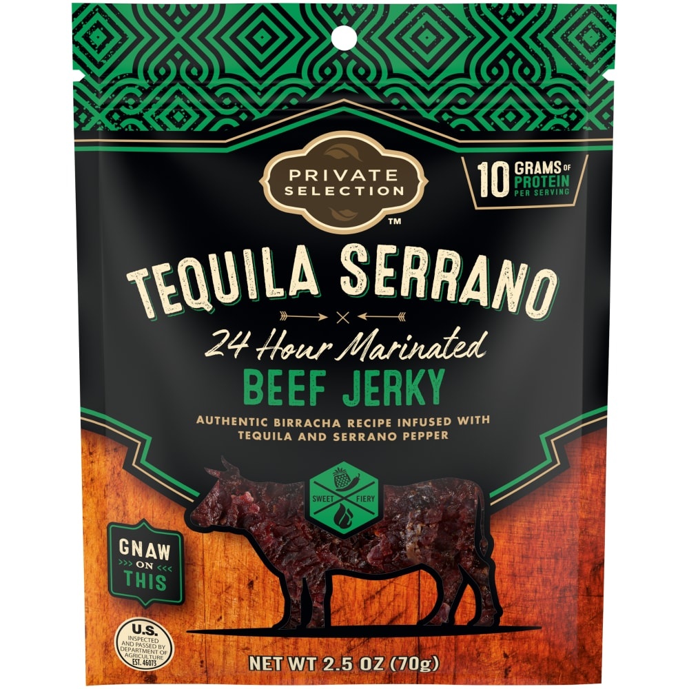 slide 1 of 1, Private Selection Tequila Serrano Beef Jerky, 2.5 oz