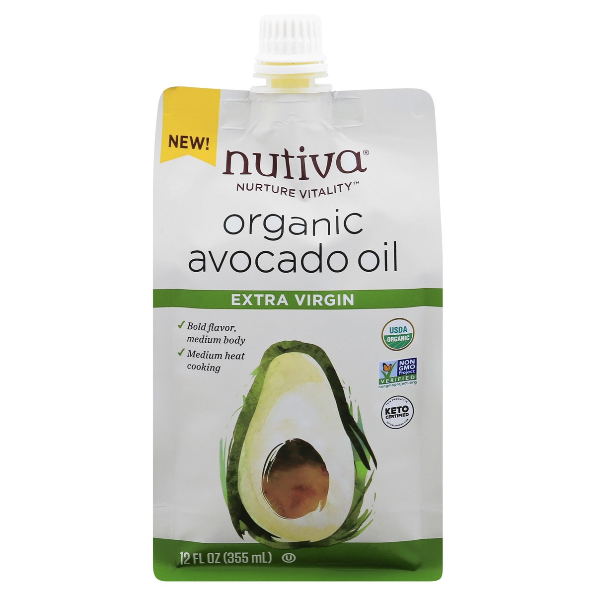 slide 12 of 13, Nutiva Nurture Vitality Organic Extra Virgin Avocado Oil 12 oz, 12 oz