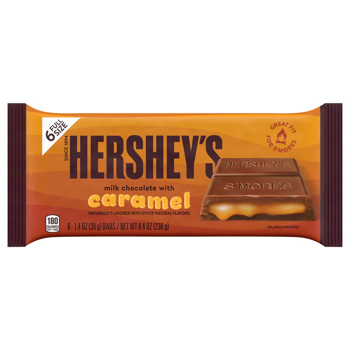 slide 1 of 8, Hershey's Milk Chocolate with Caramel Candy Bars, 1.4 oz (6 Count), 6 ct; 1.4 oz