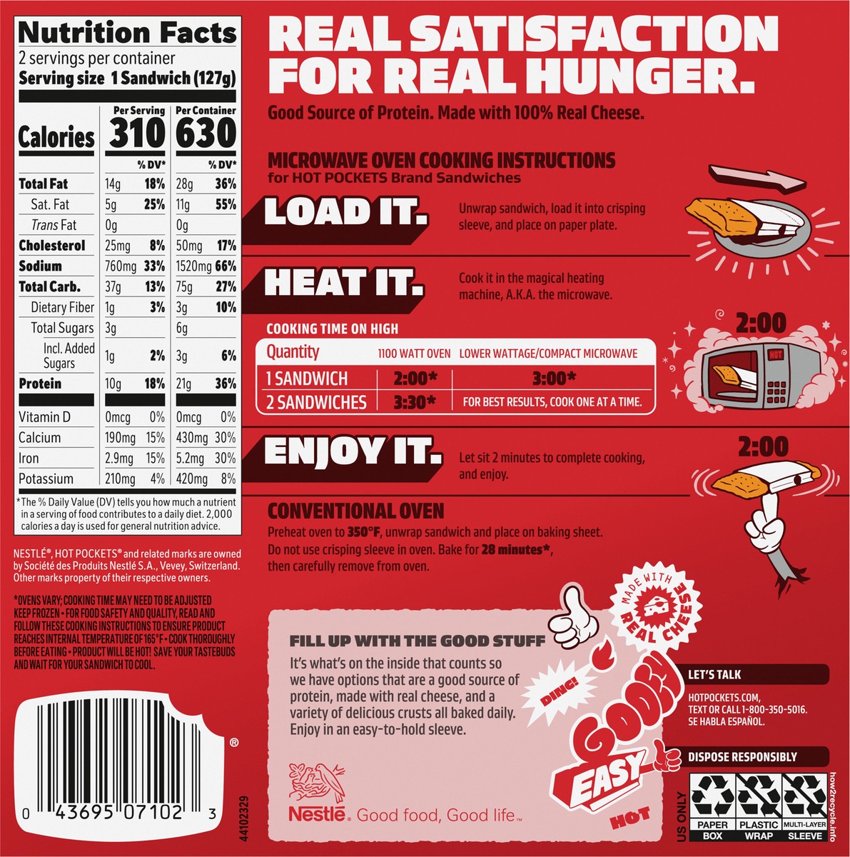 slide 9 of 13, Hot Pockets Four Meat & Four Cheese Pizza Frozen Sandwiches, 2 ct