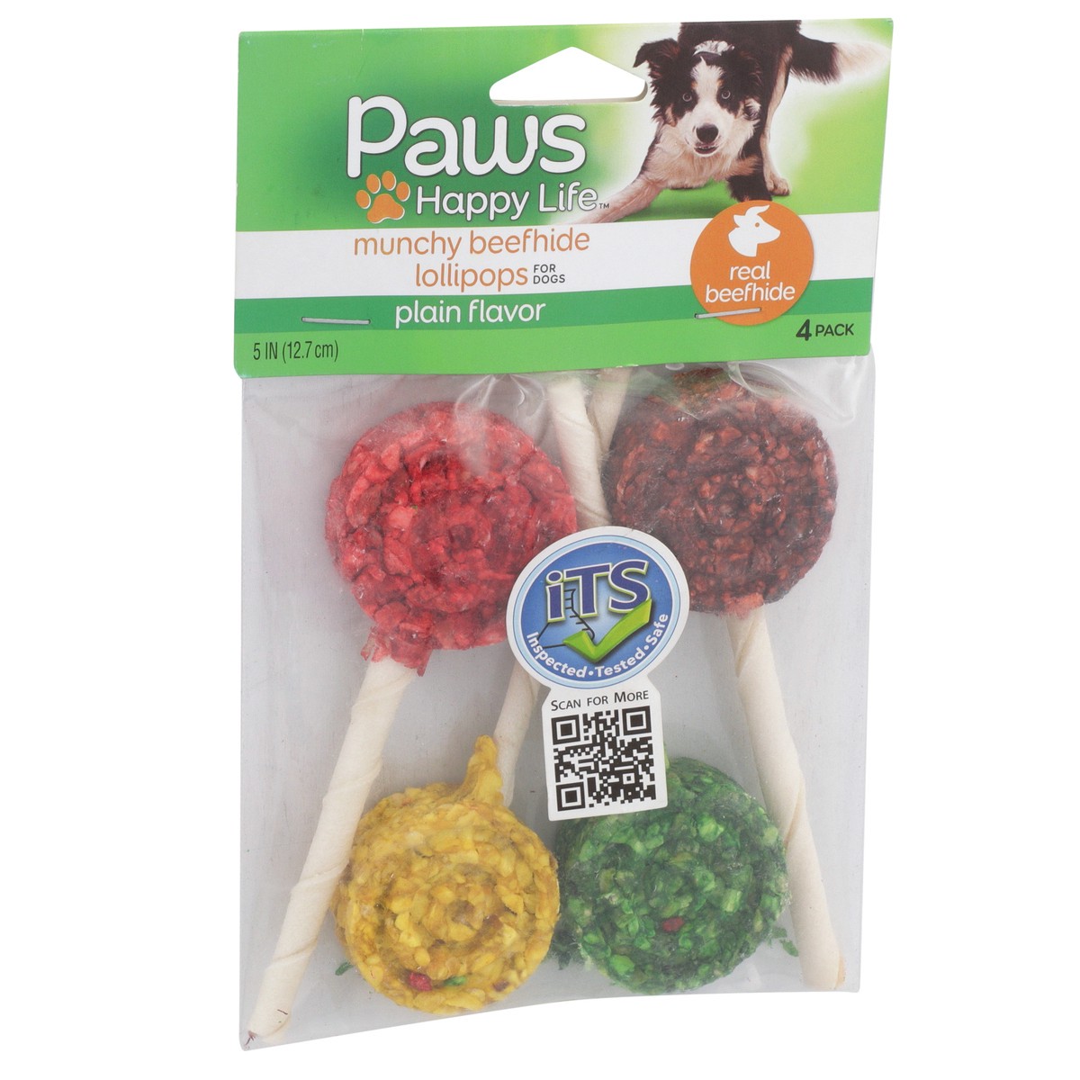 slide 2 of 8, Paws Happy Life Munchy Rawhide Lollipops Natural 5 In Beefhide Chew, 4 ct