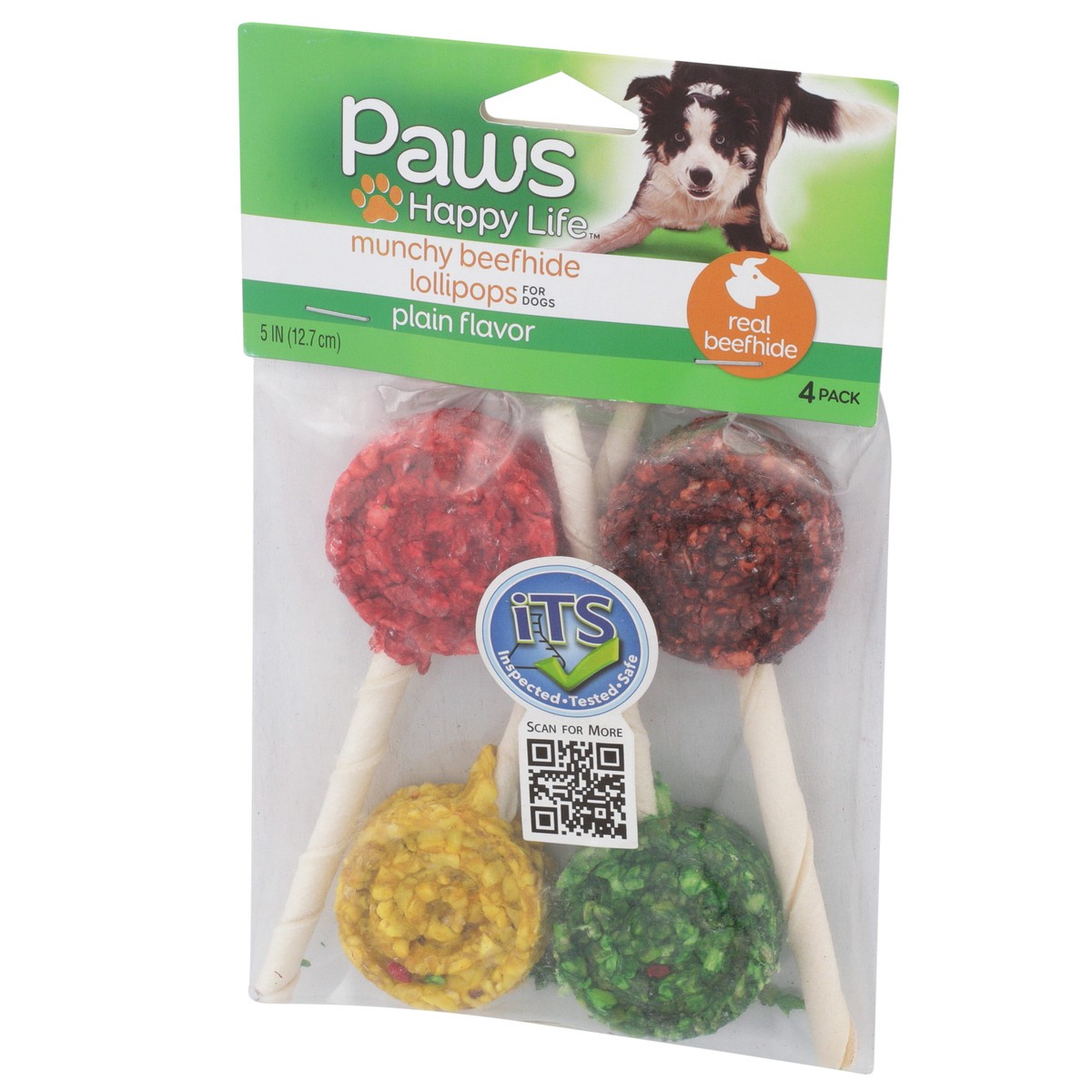 slide 3 of 8, Paws Happy Life Munchy Rawhide Lollipops Natural 5 In Beefhide Chew, 4 ct