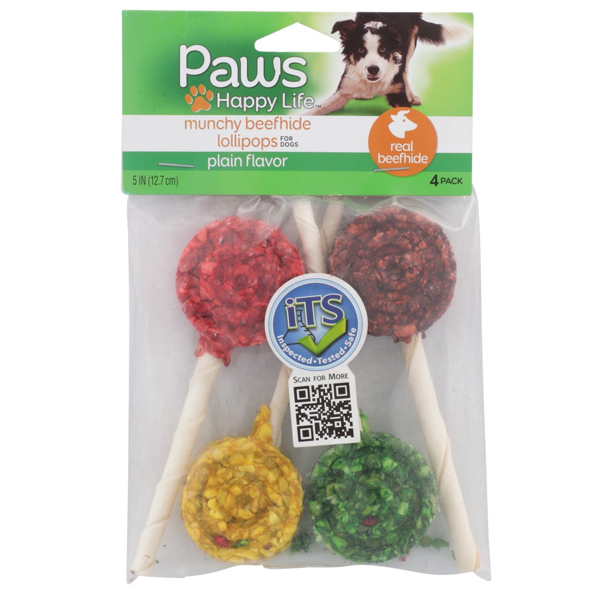 slide 4 of 8, Paws Happy Life Munchy Rawhide Lollipops Natural 5 In Beefhide Chew, 4 ct