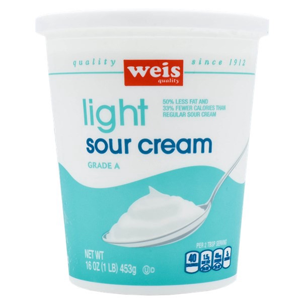 slide 1 of 1, Weis Quality Light Sour Cream, 16 oz