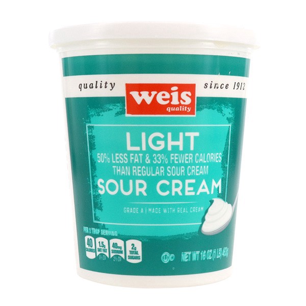 slide 1 of 1, Weis Quality Light Sour Cream, 16 oz
