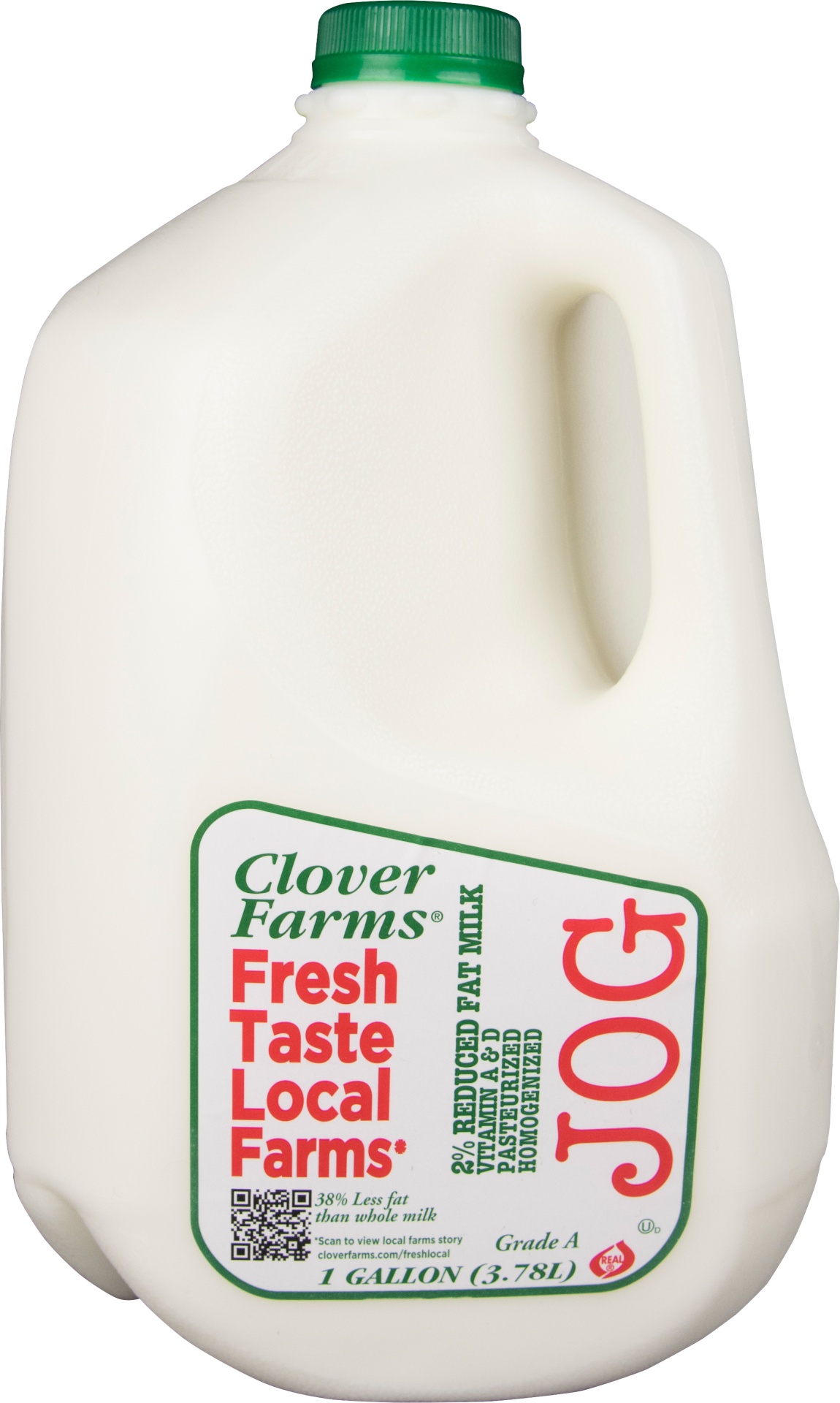 slide 1 of 1, Clover Farms 2% Jog Milk, 128 fl oz